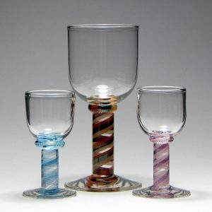 Three 20th Century Colour Twist  Glasses