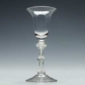 Triple Knopped Georgian Opaque Twist Wine Glass c1760