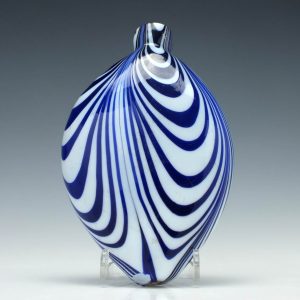 Victorian Blue & White Nailsea Glass Flask