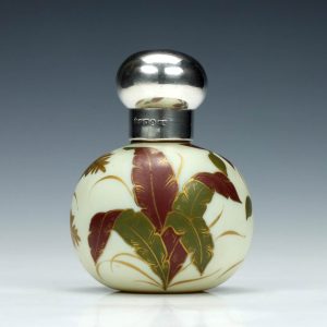 Thomas Webb Silver Topped Ivory Glass Perfume Bottle 1889