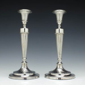 Pair Silver George III Candlesticks Sheffield 1781