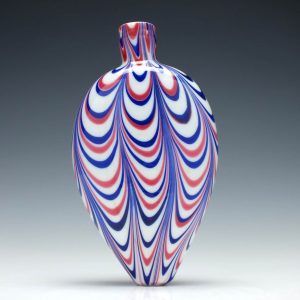 19th Century Pink Blue & White Nailsea Glass Flask