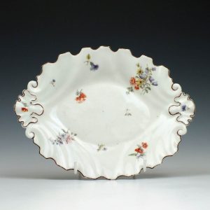Chelsea Porcelain Oval Moulded Silver Shape Dish c1755
