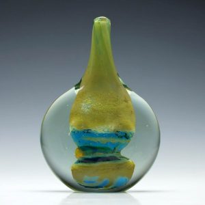 Signed Mdina Cut Ice Glass Lollipop Vase 1980