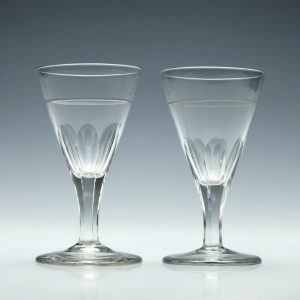 Pair of Engraved Georgian Gin Glasses c1800