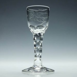 Edwardian Facet Cut Wine Glass c1910