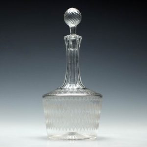 Etched and Cut Vintage Glass Decanter c1920