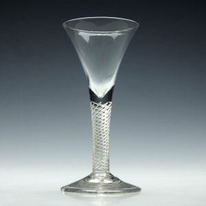 Large Georgian Multi Spiral Air Twist Wine Glass c1750