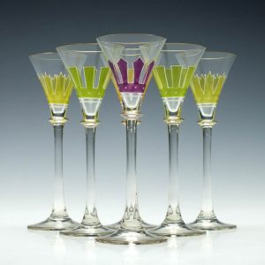 Six Art Nouveau Liqueur Glasses c1920
