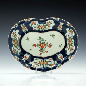 Worcester Porcelain Kidney Dish Blue Ground c1770