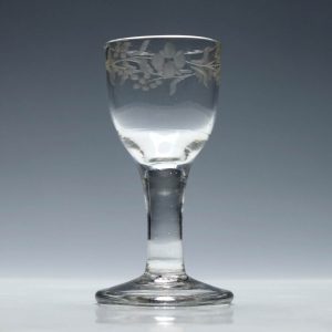 Engraved Georgian Plain Stem Firing Glass c1820