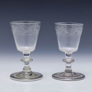 Two Engraved Early 19th Century Dram Glases c1800