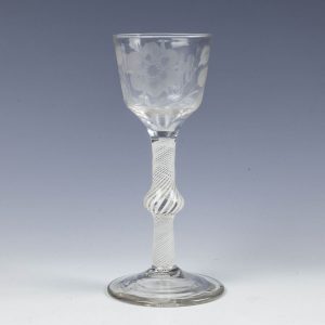 A Jacobite Sympathy Multi Series Opaque Twist Stem Wine Glass c1760