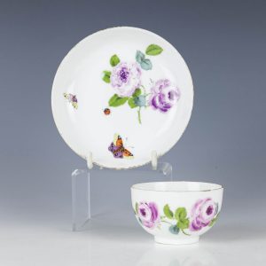 A Meissen Porcelain Tea Bowl and Saucer c1770