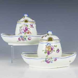 Rare Mennecy-Villeroy Porcelain Mustard Pots c1755