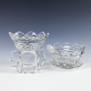 A Pair of Regency Cut Glass Table Bowls With Stands c1800