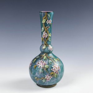 A Cased and Enameled Harrach Glass Vase c1900