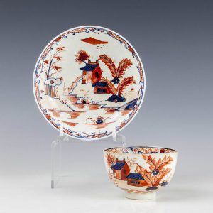 Lowestoft Dolls House Fern Pattern Teabowl and Saucer c1780