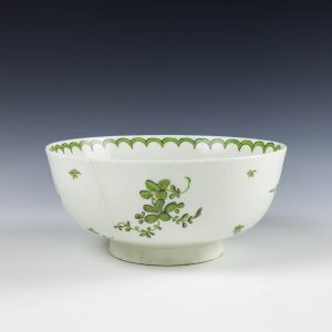 Very Rare Green Monochrome Lowestoft Bowl c1775