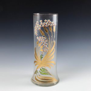 A Tall Art Nouveau Harrach Enamel and Gilded Glass Vase c1905