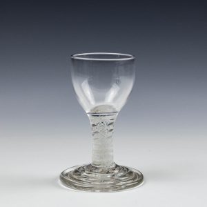 Georgian Terraced Foot Opaque Twist Dram Glass c1760