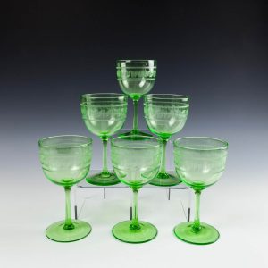 A Set of Six Uranium  Wine Glasses c1900