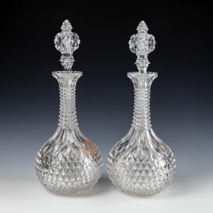 Rare Pair Victorian Porcupine Decanters c1865
