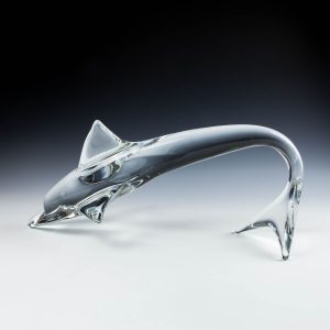 Very Large Daum Glass Dolphin Sculpture 19"