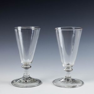 Two Georgian Ale Glasses With Folded Feet c1810