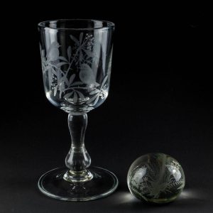 R Ellison Engraved Goblet and Paperweight