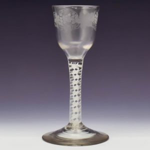 Engraved Georgian Opaque Twist Wine Glass c1760