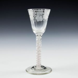 Engraved Georgian Opaque Twist Wine Glass c1760