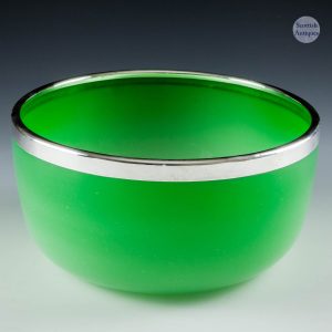 A Stevens and Williams Jade Alabaster Hallmarked Silver Rim Bowl 1920