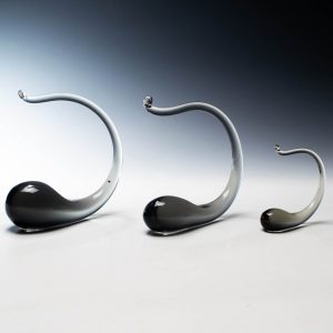 A Rare Set of Three Wedgwood Crystal Whale Ring Trees c1980