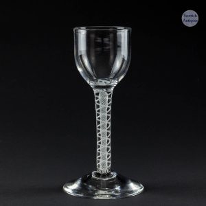 A Double Series Georgian Opaque Twist Stem Wine Glass c1760