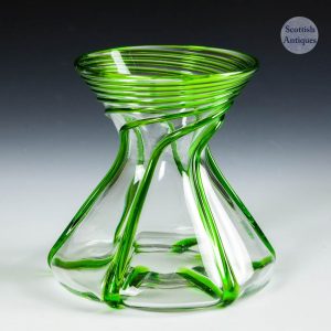 A Stuart & Sons Art Nouveau Green Trailed Vase c1910