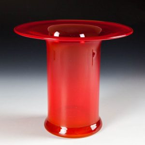 Dartington Flame Red Top Hat Vase 1968