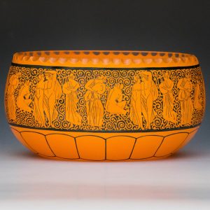 An Orange Cased Glass Deco Jardiniere c1925