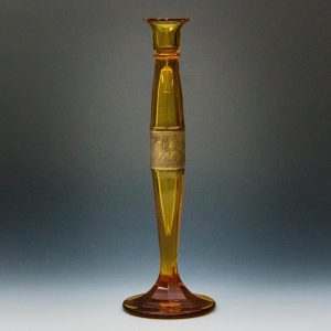 Moser Amber Candlestick with Oroplastic Band c1922