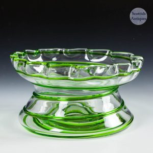 A Stuart & Sons Art Nouveau Green Trailed Bowl c1910