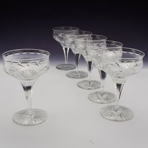 Six Webb Corbett Rock Crystal Champagne Coupes c1940