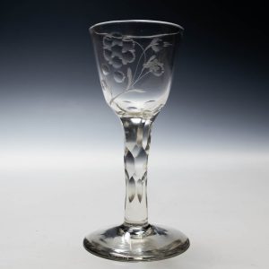 Jacobite Sympathy Facet Cut Wine Glass c1770