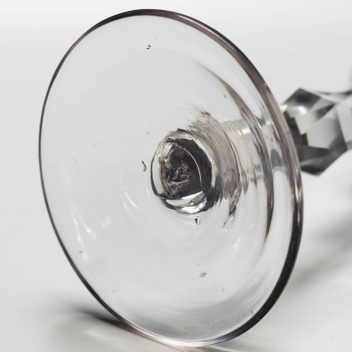 Georgian Facet Cut Wine Glass c1770 - Image 3
