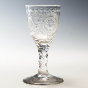 Bucrania Engraved Wine Glass Anti Stuart Drinking Club c1780