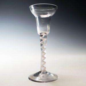 A Saucer Top Opaque Twist Wine Glass c1760