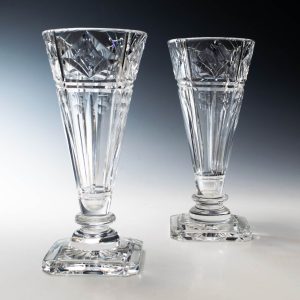 Pair of Stuart Crystal Art Deco Vases c1935