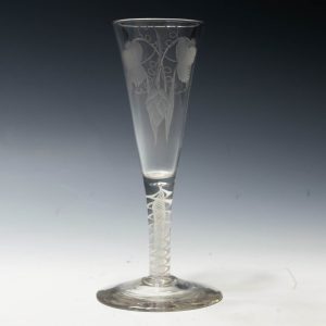 Engraved Georgian Opaque Twist Stem Ale Glass c1760