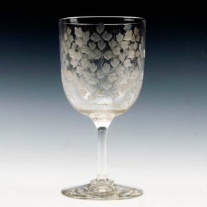Large Thomas Webb And Sons Engraved Wine Glass c1905