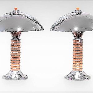 Original Art Deco Pair of Dome Table Lamps c1940