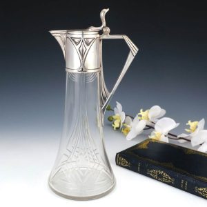 WMF Secessionist Silver Plate Claret Jug c1900